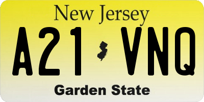 NJ license plate A21VNQ