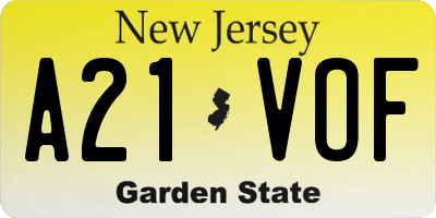 NJ license plate A21VOF
