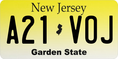 NJ license plate A21VOJ