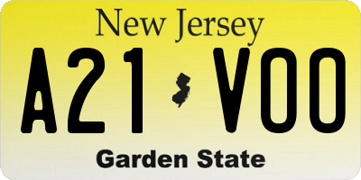 NJ license plate A21VOO
