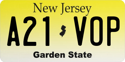 NJ license plate A21VOP