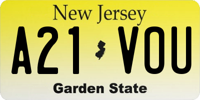 NJ license plate A21VOU