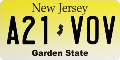 NJ license plate A21VOV