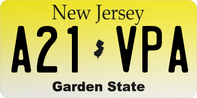 NJ license plate A21VPA