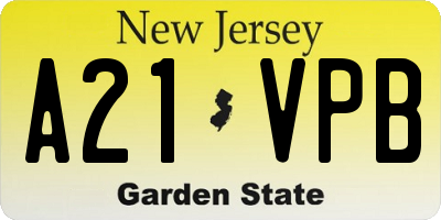 NJ license plate A21VPB