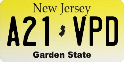 NJ license plate A21VPD