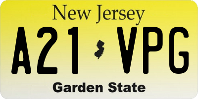 NJ license plate A21VPG