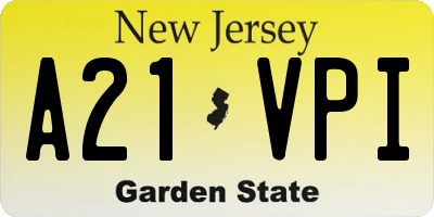 NJ license plate A21VPI
