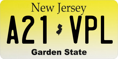 NJ license plate A21VPL
