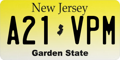 NJ license plate A21VPM