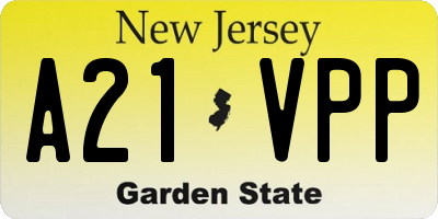 NJ license plate A21VPP