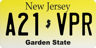 NJ license plate A21VPR