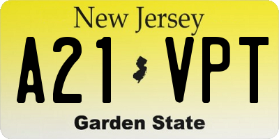 NJ license plate A21VPT