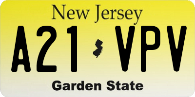 NJ license plate A21VPV