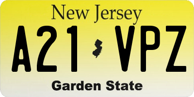 NJ license plate A21VPZ