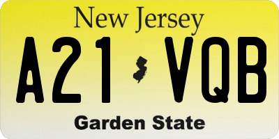 NJ license plate A21VQB