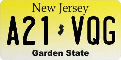 NJ license plate A21VQG