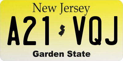 NJ license plate A21VQJ