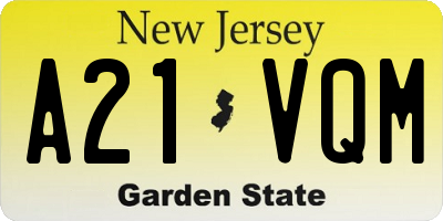 NJ license plate A21VQM