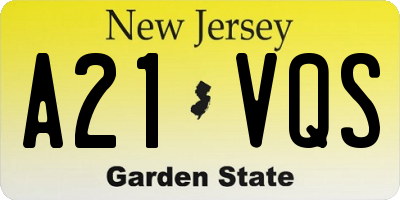 NJ license plate A21VQS