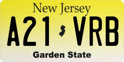 NJ license plate A21VRB