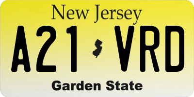 NJ license plate A21VRD
