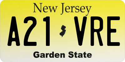 NJ license plate A21VRE