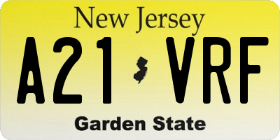 NJ license plate A21VRF