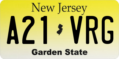 NJ license plate A21VRG