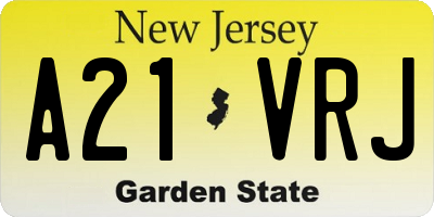 NJ license plate A21VRJ
