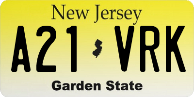 NJ license plate A21VRK