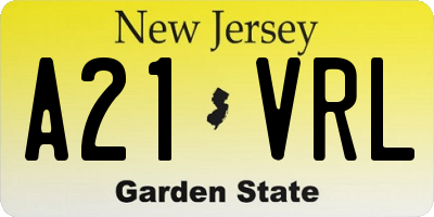 NJ license plate A21VRL