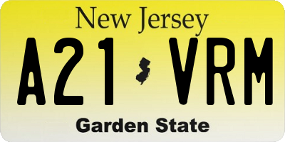 NJ license plate A21VRM
