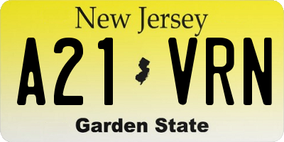 NJ license plate A21VRN