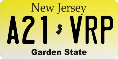 NJ license plate A21VRP