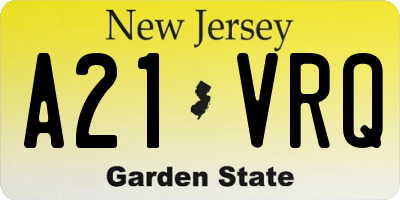NJ license plate A21VRQ