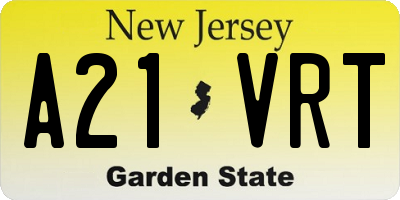 NJ license plate A21VRT