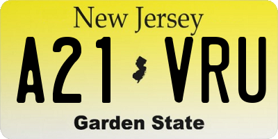 NJ license plate A21VRU