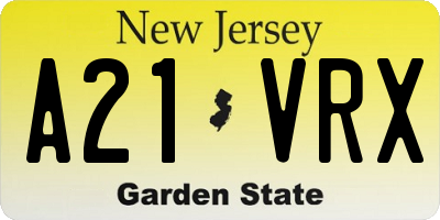 NJ license plate A21VRX