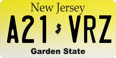 NJ license plate A21VRZ