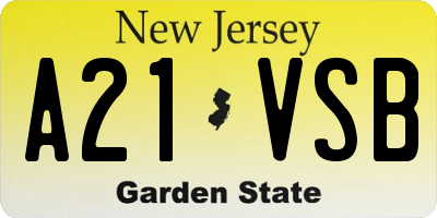 NJ license plate A21VSB