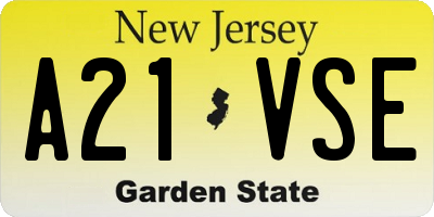 NJ license plate A21VSE