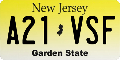NJ license plate A21VSF