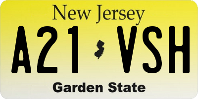 NJ license plate A21VSH