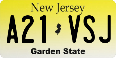 NJ license plate A21VSJ