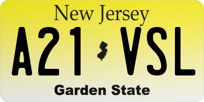 NJ license plate A21VSL