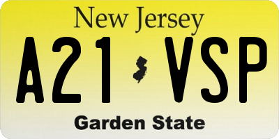 NJ license plate A21VSP