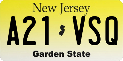 NJ license plate A21VSQ
