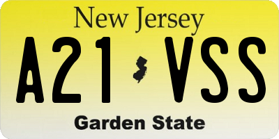 NJ license plate A21VSS