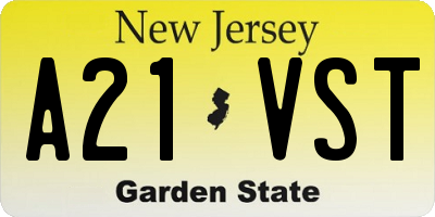 NJ license plate A21VST